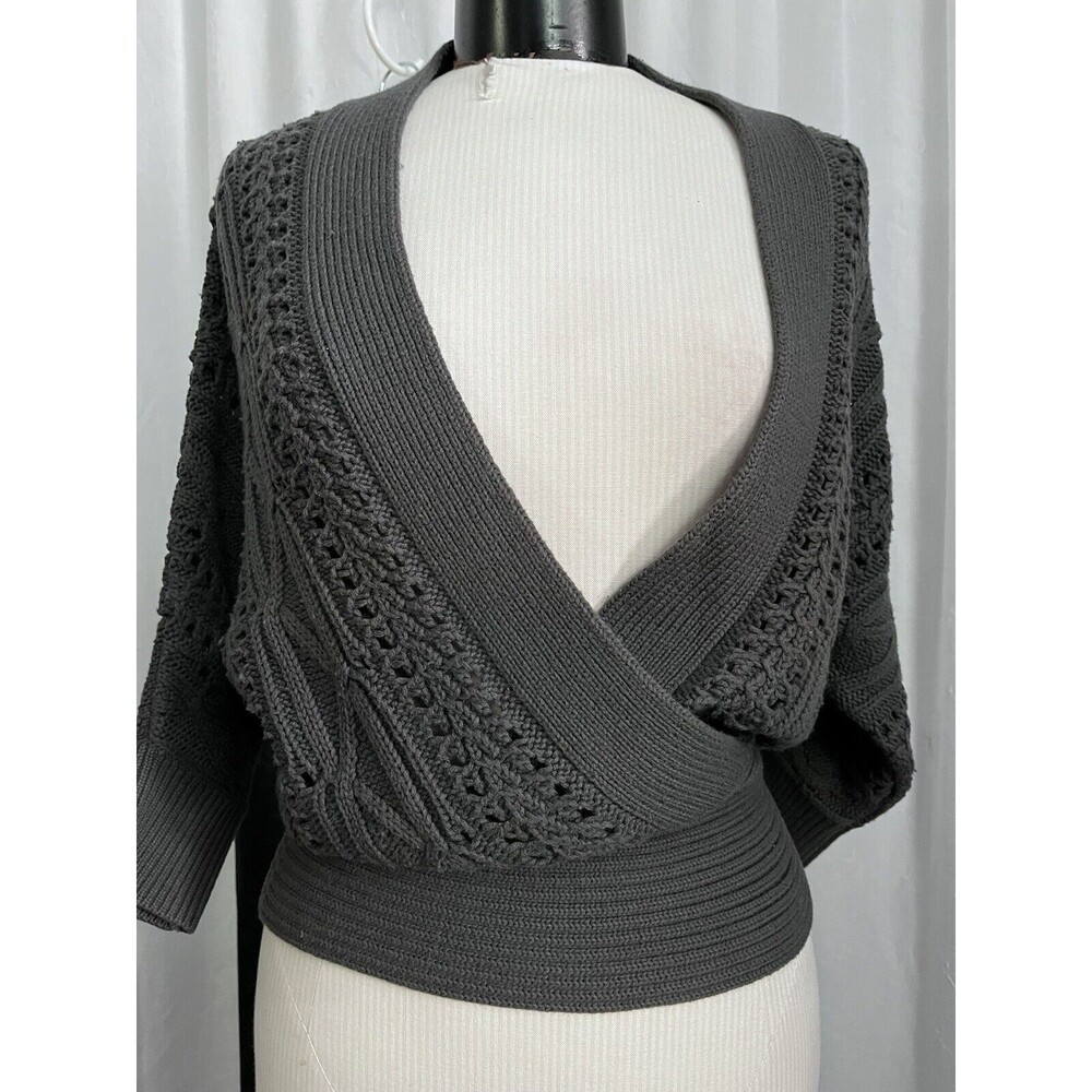 Club Monaco Women's Sweater Gray Faux Wrap Size XS